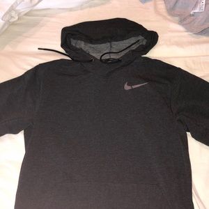 Nike Grey Short Sleeve Hoodie Dri-Fit Size Small S